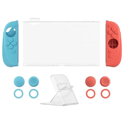 PlayVital Ranger Protective Case for Nintendo Switch 2 with Stand | Ergonomic Anti-Slip Silicone Grips, Dockable Hard Shell, 4 Thumbstick Caps | Quick-Release-Joycon Full-Body Cover, Blue & Orange - color: Blue & Orange