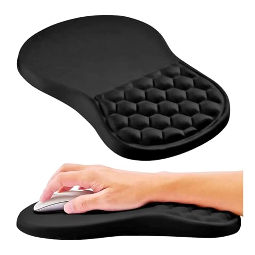 Ergonomic Mouse Pad with Wrist Support, Memory Foam Wrist Rest for Carpal Tunnel & Wrist Pain Relief, Non-Slip Rubber Base, Comfortable Gaming Mousepad for Computer, Laptop, Office & Home - color: Black