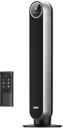DREO Tower Fan for Bedroom, 25ft/s Velocity Quiet Floor Fan, 90° Oscillating Fans for Indoors with 4 Speeds, 4 Modes, 8H Timer, Bladeless Fan, Standing Fans, Silver, Nomad One (DR-HTF007) - color: Silver, size: 36 inch
