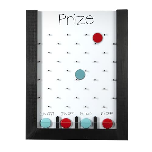 Ilyapa Prize Drop Board, 13x17 in - Penny Drop Game, Whiteboard Sign | Wooden A-Frame Whiteboard Sign, Includes 8 Coin Drop Discs & Eraser - For Trade Shows & Events