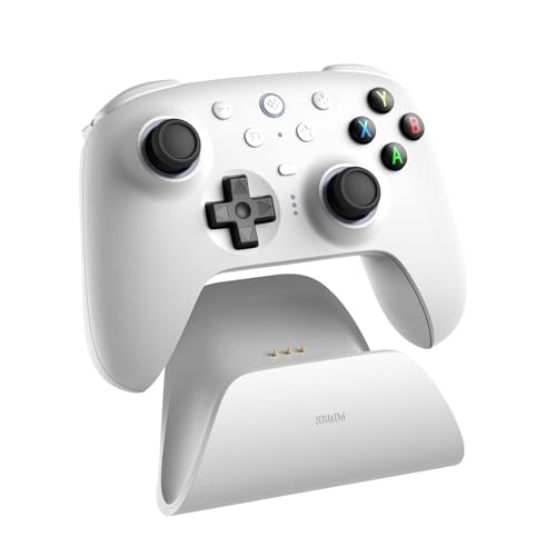 8Bitdo Ultimate 2 Wireless Controller for PC, Apple, Steam & Android, White | TMR Joysticks, Hall/Tactile Triggers, 8Speed 2.4G, 1000Hz Polling Rate, Motion Control, RGB Fire Ring, Charging Dock - color: White