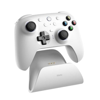 8Bitdo Ultimate 2 Wireless Controller for PC, Apple, Steam & Android, White | TMR Joysticks, Hall/Tactile Triggers, 8Speed 2.4G, 1000Hz Polling Rate, Motion Control, RGB Fire Ring, Charging Dock - color: White