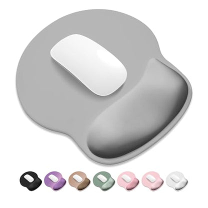 ITNRSIIET Ergonomic Mouse Pad with Wider Memory Foam Wrist Rest +17% - Curved Cushion Reduces Pressure 20%, Pain Relief, Non-Slip, Smooth, Cute Colors, 9.85 x 9 in, Space Gray - color: Space Gray