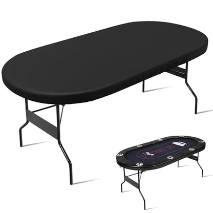 COSHNIBI Oval Poker Table Dust Cover ,420D Waterproof Game Table Cover,72" L x 32" W Black - size: Fits for 72 in 8 Player Poker Table