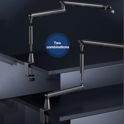 Microphone Arm Desk Adjustable Boom Stand, Black | 360° Rotation,with Heightening Arm,without Microphone,For Blue Yeti,Snowball iCE, HyperX QuadCast,SoloCast,Elgato Wave - color: Black
