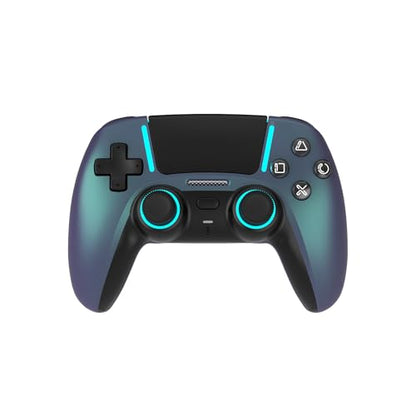 ASRVA Chrome Blue Wireless Pro Controller for PS5,4 Back Buttons,Hall Effect Joystick(No Drift),Micro-Switch,Gyro,Macro,1000mAh,RGB,Compatible with PS5/Pro/Slim/PC/iOS/Android - color: Chrome Blue