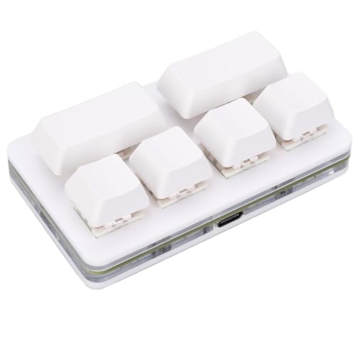 Tissting White 6 Key Gaming Keyboard Programmable Gaming Keyboard Mini USB Keypad Programmable Keyboard One Handed Mechanical Gaming Keypad for Macros or Rhythm Games