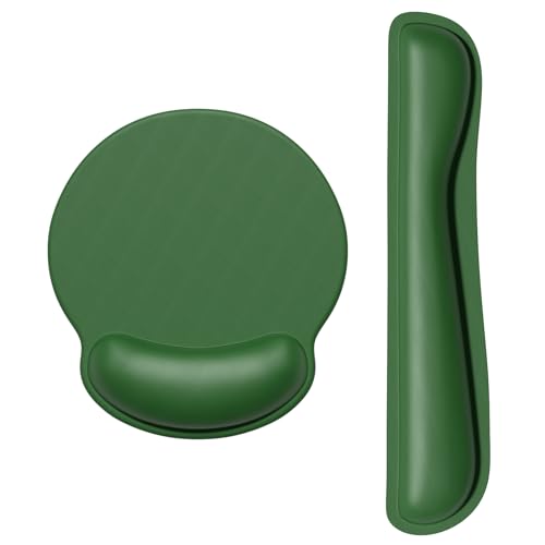 Dapesuom Keyboard Wrist Rest and Mouse Pad with Wrist Support, Cute Memory Foam Cushion for Keyboard and Mouse Set, Ergonomic Pad Rests with Non Slip Base for Easy Typing & Pain Relief, Forest Green - color: A-forest Green