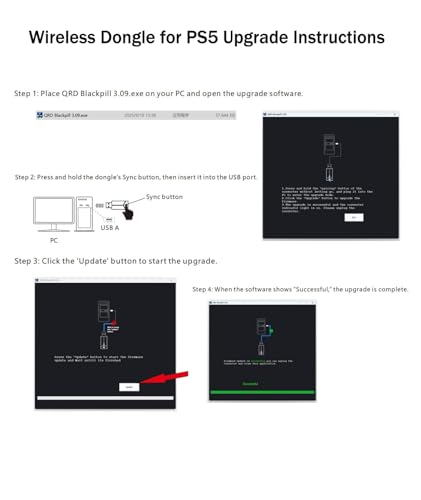 Dinosoo RGB Wireless Controller for PS5 PC with LED Light, Supports Remap and Adjustable Turbo, Controller Full Functions Support, with 2.4g Adapter Upgrading with a PC before connecting to PS-5