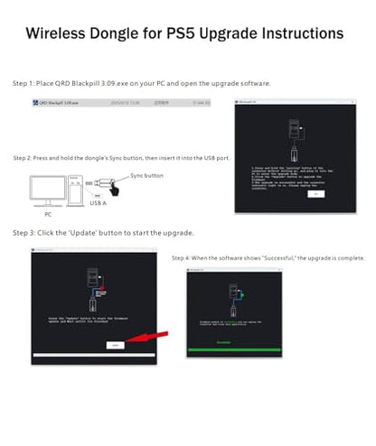 Dinosoo RGB Wireless Controller for PS5 PC with LED Light, Supports Remap and Adjustable Turbo, Controller Full Functions Support, with 2.4g Adapter Upgrading with a PC before connecting to PS-5