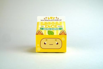 1985 Games Lemon Cat Milk Carton Dice – Meet The Adorable Residents of Fruit Meadows with This Charming Collectible Set - color: Lemon