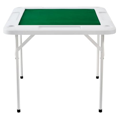 VEVOR Mahjong Table, 4 Player Folding Domino Table with Wear-Resistant Green Tabletop, Portable Square Card Table with 4 Cup Holders & 4 Chip Trays for Mahjong Poker Puzzles, 35.4 x 35.4-inch - color: Green