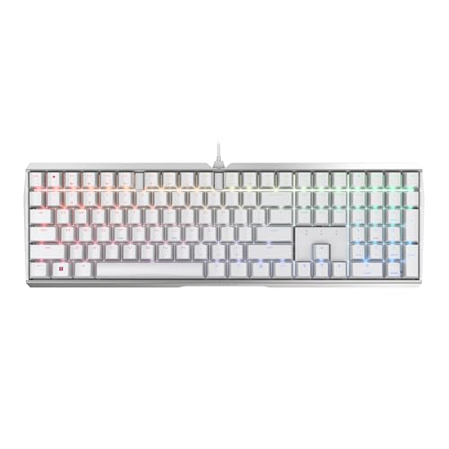 Cherry MX 3.0S, Wired Mechanical Gaming Keyboard, Robust Aluminum Housing, RGB-Lighting, Full Key Rollover, Anti Ghosting, MX RED Switches, White - color: White w/MX Red