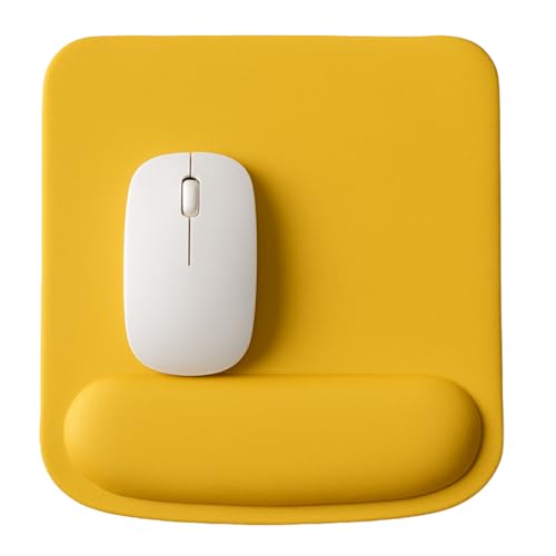 Ergonomic Memory Foam Mouse Pad with Wrist Support, Orange, Ultra-Smooth Surface, Anti-Slip Base (Yellow, Medium) - color: Yellow