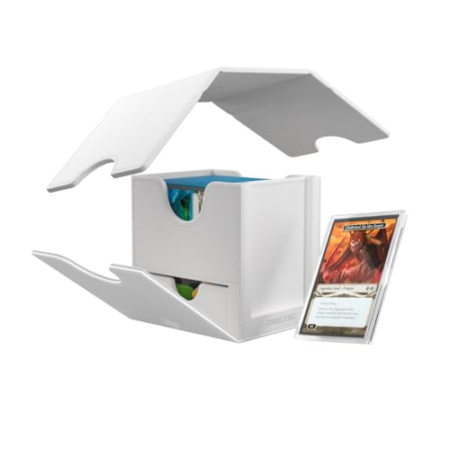 Gamegenic Sidekick Pro 100+ XL Convertible - Premium Deck Box with Secure Card Storage, UV Protected Slide Card Case, Display Top Card, Extra Token Drawer, Magnetic Closure, White Color, Made - color: White