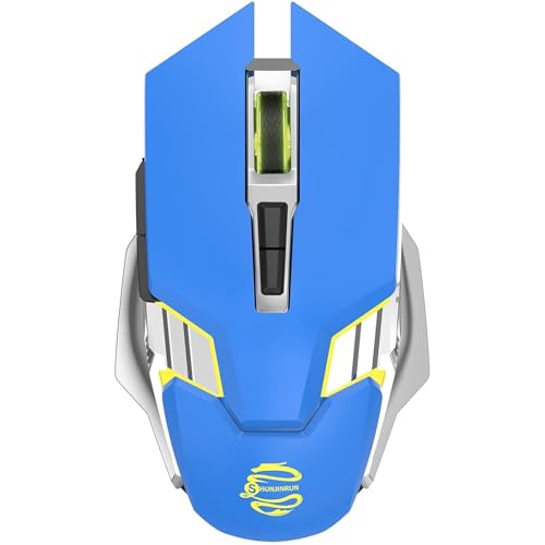 Bluetooth Wireless Gaming Mouse, RGB Rechargeable USB Wireless Mouse, Quiet Click, LED Backlit, Ergonomic, with Side Button, DPI Adjustable Computer Mice for Laptop PC MacBook Chromebook - Blue - color: blue