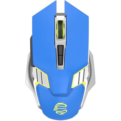 Bluetooth Wireless Gaming Mouse, RGB Rechargeable USB Wireless Mouse, Quiet Click, LED Backlit, Ergonomic, with Side Button, DPI Adjustable Computer Mice for Laptop PC MacBook Chromebook - Blue - color: blue