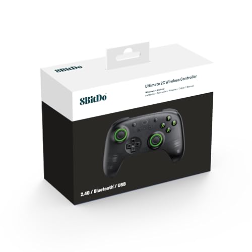 8Bitdo Ultimate 2C Wireless Controller for Windows PC and Android, with 1000 Hz Polling Rate, Hall Effect Joysticks and Triggers, and Remappable L4/R4 Bumpers (Transparent Black) | 1000Hz Polling Rate, Hall Effect Joysticks and Triggers, Remappable L4/R4