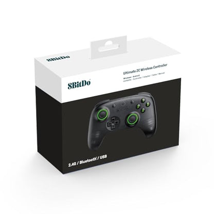 8Bitdo Ultimate 2C Wireless Controller for Windows PC and Android, with 1000 Hz Polling Rate, Hall Effect Joysticks and Triggers, and Remappable L4/R4 Bumpers (Transparent Black) | 1000Hz Polling Rate, Hall Effect Joysticks and Triggers, Remappable L4/R4