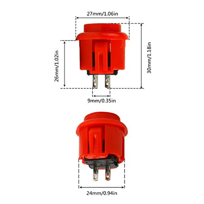 Larcele 24MM Console Box Push Button for Arcade Game Projects YXJKG-01 | 12 Pcs, 6 Colors, DIY Plug-in Replacement Switch Part - size: 24MM