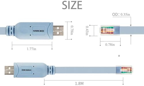 Console Cable USB to RJ45, USB Cable Compatible with Routers/Switch/Windows 7, 8,10,11 (10ft) - size: 10 ft