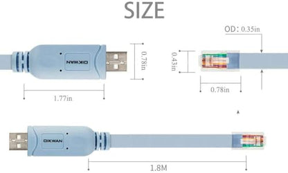 Console Cable USB to RJ45, USB Cable Compatible with Routers/Switch/Windows 7, 8,10,11 (10ft) - size: 10 ft