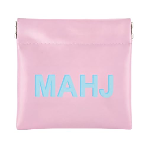 Mahjong Dice Bag Mini Tile Pouch,Solid,Light Pink | 3.8"x3.9" PU Leather Squeeze Closure, Compact Storage for Tiles Coins Travel, Ideal for Board Game Party Accessory - color: Light Pink