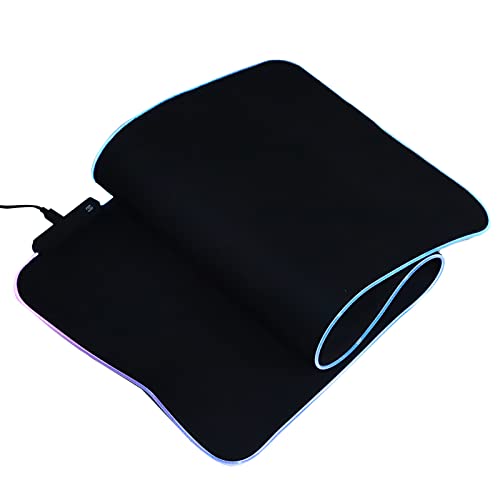 RGB LED Mouse Pad, USB Interface Gaming Mouse Mat, Thicken Rubber Non - Slip with 7 - Color Breathing Light and Monochromatic Mode, Large Size 31.5x11.8in for Computer Lapt