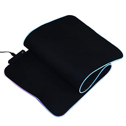 RGB LED Mouse Pad, USB Interface Gaming Mouse Mat, Thicken Rubber Non - Slip with 7 - Color Breathing Light and Monochromatic Mode, Large Size 31.5x11.8in for Computer Lapt