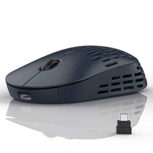 RAPIQUE Bluetooth Wireless Mouse, Dual Mode Rechargeable Silent Bluetooth Mice with 2.4G Type C Receiver for Laptop, iMac, Chromebook,MacBook pro/air and All Type-C Device (Blue) - color: Blue