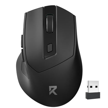 Redragon Ergonomic 2.4G Wireless Mouse for Laptop and Chromebook | Up to 24-month battery life, 5 DPI levels up to 4000, 6 buttons, auto sleep, plug-and-play, anti-sweat grip, 12-mo warranty