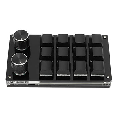 One Handed Macro Mechanical Keyboard, 12 Key Programmable Keypad, DIY Mechanical Gaming Keyboard with Knob, Portable for Gaming and PC, Dust Proof Green Shaft, Plug and Play for Wi (Black)