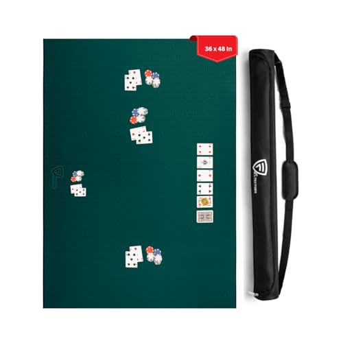 5mm Board Game Mat 36 x 48 in, Mahjong Mat for Table with Carrying Bag, Neoprene Playmat, Table Cover for Board Games, Tile, Poker, RPG and Dominoes (Green, 36 x 48 Inches) - color: Green, size: 36 x 48 Inches
