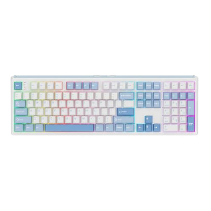 EPOMAKER TH108 Full Size Mechanical Keyboard, Wireless Gaming Keyboard with 8000mAh Battery, Creamy Gasket, 108 Keys, Hot Swap, Custom Driver, RGB Backlight (Blue&White, Sea Salt Silent) - color: Blue&White, size: Sea Salt Silent