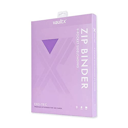 Vault X 4 Pocket Zip Trading Card Binder 160 Cards Exo-Tec (Purple) | Holds 160 standard-size TCG cards in 20 side-loading 4-pocket pages. Padded, water-resistant Exo-Tec cover. - color: Purple