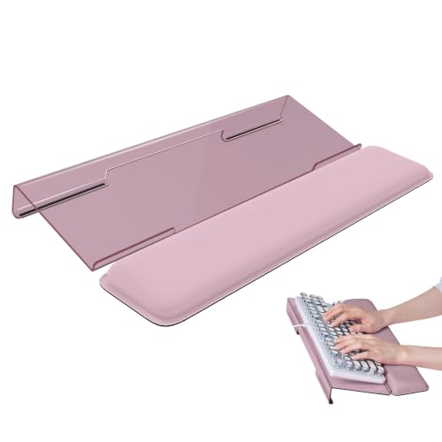 Laborio Computer Keyboard Wrist Rest, Keyboard Riser Stand for Desktop | Rose Pink, Ergonomic Acrylic Keyboard Holder, Non-slip Wrist Pad, Pain Relief for Typing, Multiple Colors - color: Rose Pink