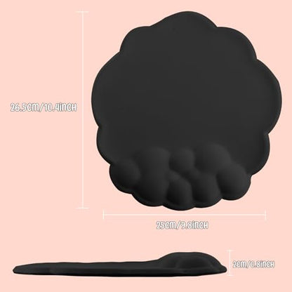 Mouse Pad Wrist Support, Cloud Mousepad with Memory Foam Wrist Rest, Non-Slip PU Base Gaming Leather Surface Mouse Pad for Home Office Laptop, Black - color: Black