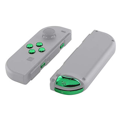 eXtremeRate DIY Full Set Buttons for Nintendo Switch & Switch OLED, Chrome Green Glossy Replacement Buttons for JoyCon, ABXY Direction Keys SR SL L R ZR ZL + - Home Capture Trigger Buttons Springs - color: Chrome Green