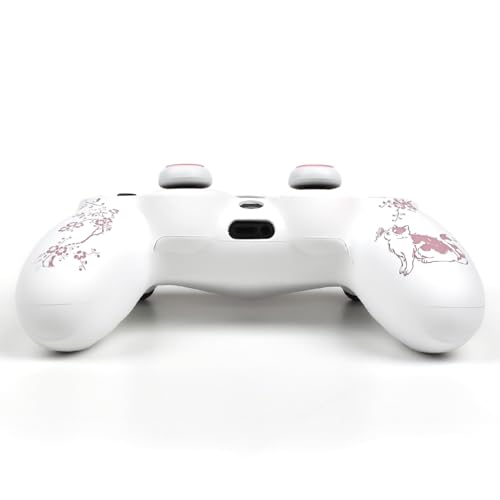 Cat Among Blossoming Branches Design Controller Skin Cover with 2 Thumb Grips Compatible with PS4/Playstation 4 Slim/Pro Controller - color: Cat White Pink