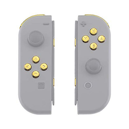 eXtremeRate Chrome Gold Full Set Replacement Buttons for Nintendo Switch & OLED JoyCon, ABXY Direction Keys SR SL L R ZR ZL + - Home Capture Trigger Buttons Springs - Controller Without - color: Chrome Gold