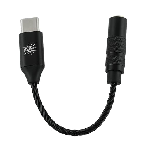 Linsoul Kiwi Ears AD1 Type-C to 3.5mm Female Headphone DAC Adapter Cable, USB C to Aux IEM Dongle with KT02H20 Chip, High Res 32bit/384kHz, CTIA-Standard for iOS/Android/Windows Smartphones (Black) - color: Black