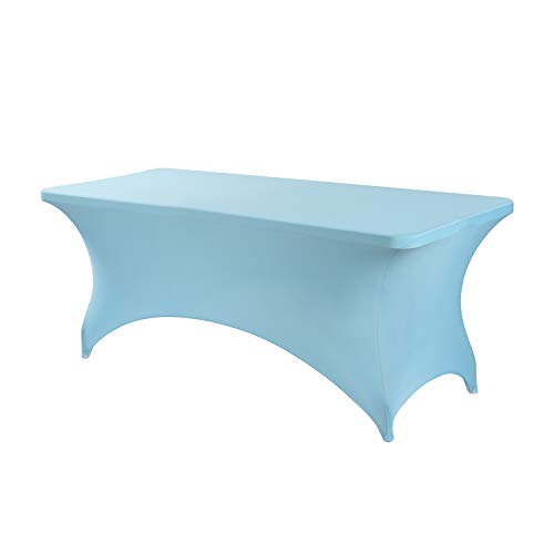 Peomeise 8FT Spandex Table Cover Rectangular Stretch Spandex Tablecloth (Blue Mist,8FT) - color: Blue Mist, size: 96" x 30" (Rectangular)