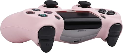 RALAN Pink Controller Skins for PS4, Silicone Controller Cover Skin Protector Compatible with PS4 Slim/PS4 Pro Controller (Pink Pro Thumb Grip x 6,Skull Cap Grip x 2)(Camouflage +White - color: PurePink