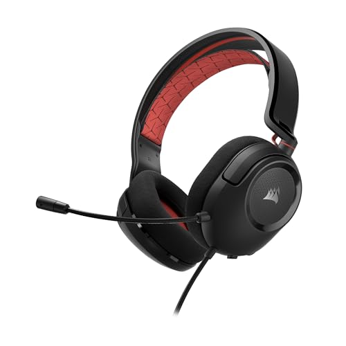 Corsair HS35 v2 Multiplatform Wired Gaming Headset – Flexible Omni-Directional Microphone – Universal 3.5mm Connection – PC, Mac, PS5, PS4, Xbox, Nintendo Switch, Mobile – Red - color: Red, size: One Size (Pack of 1), style: v2 Stereo
