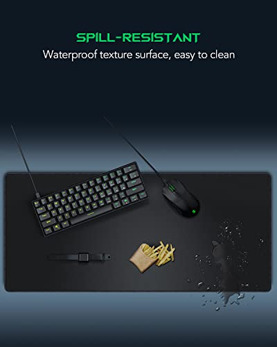 Black Shark Gaming Mouse Pad Desk Mat (35.4" × 15.8" × 0.15") Thick Extended Mousepad Non-Slip Spill-Resistant Mousepad with Special-Textured Surface, Anti-Fray Stitched Edges Desk Pad Manta P3 - size: Black(35.4" × 15.75")