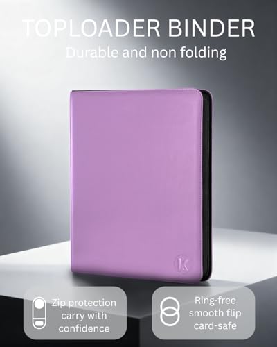 Top loader Binder - Holds 324+ Top Loaders for Cards, 9 Pocket Top Loader Binders with Sleeves for 3" x 4" Rigid Card Holders for Baseball, Football and other Cards (Light Purple) - color: Light Purple
