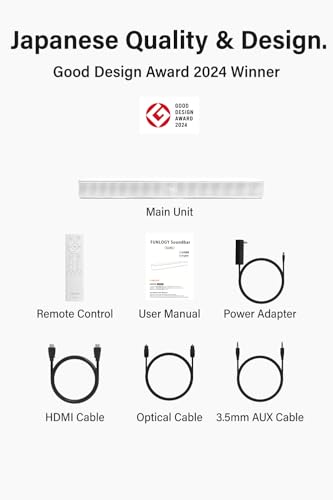 FUNLOGY Sound Bar for Smart TV, 100W 2.1ch Bluetooth 5.0 Soundbar with HDMI ARC, Optical & AUX, Remote Control, for Projector and Gaming, White - color: White