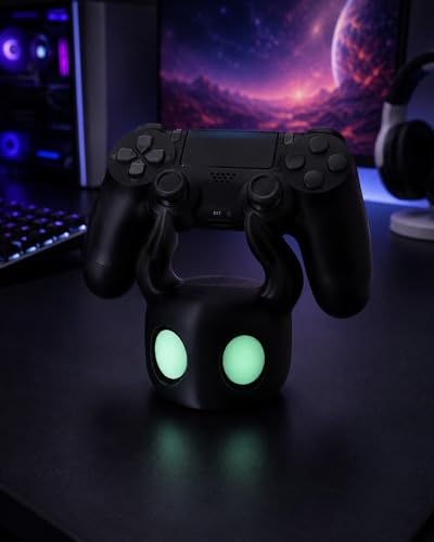 Minimalist Game Controller Holder Stand – Universal Gaming Controller Display – Gaming Desk Organizer – 3D Printed Gamer Gift (Black Glow) - color: Black Glow