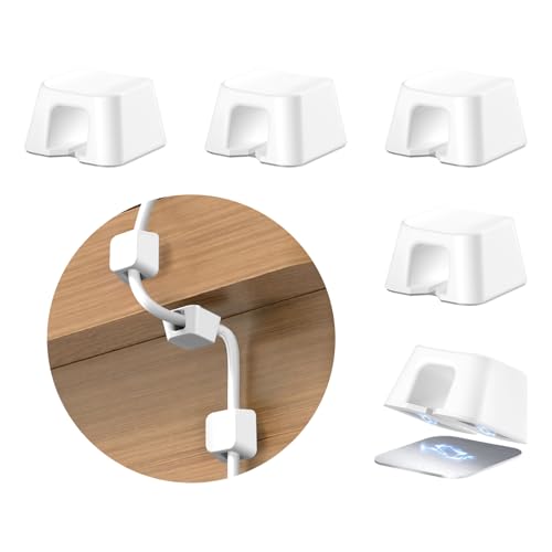 Maveek Magnetic Cord Holders, 5 Pack Silicone Magnet Cable Clips with Metal Plates, Standing Desk Wire Organizer for USB Charging Cables, Nightstand, Car, Metal Surface (Small, White) - color: White, size: S(φ0.24''）