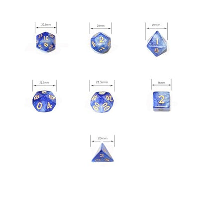 SmartDealsPro 6 x 7 Sets (42 pcs) Glitter Polyhedral Dice Sets with Pouches for DND RPG MTG Dungeon and Dragons Table Board Roll Playing Games D4 D8 D10 D12 D20 (Color 2) - color: Color 2